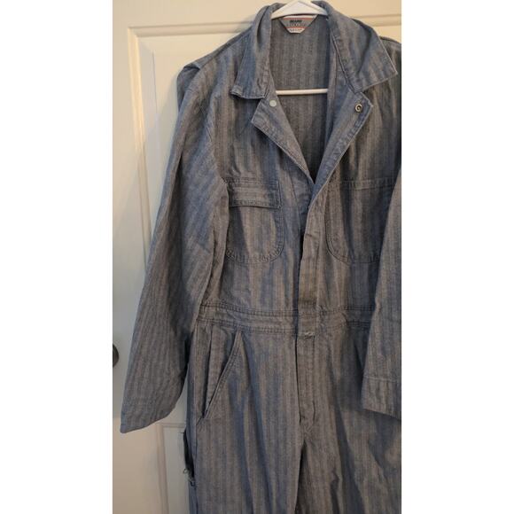 Sears Vintage Mens Mechanic Coveralls, Blue & white, Snap Button/Zipper Size 38R - Picture 7 of 9